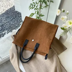 Casual Large Capacity Tote Handbags Designer Suede Pu Leather Crossbody Bag Vintage Women Shoulder Bags Big Shopper Purses 2022