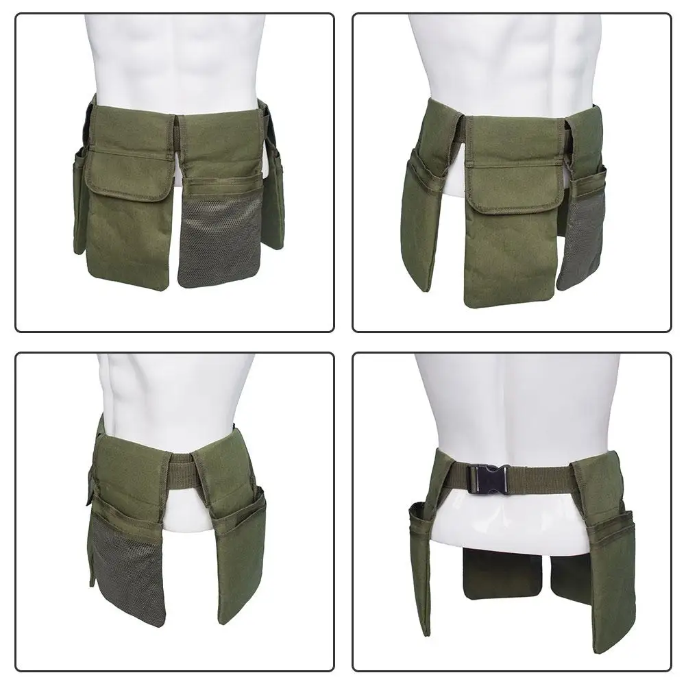 High Quality Multi-purpose Canvas Hardware Mechanics Garden Tool Bag Large Capacity Utility Waist Pocket Tool Pouch With Belt