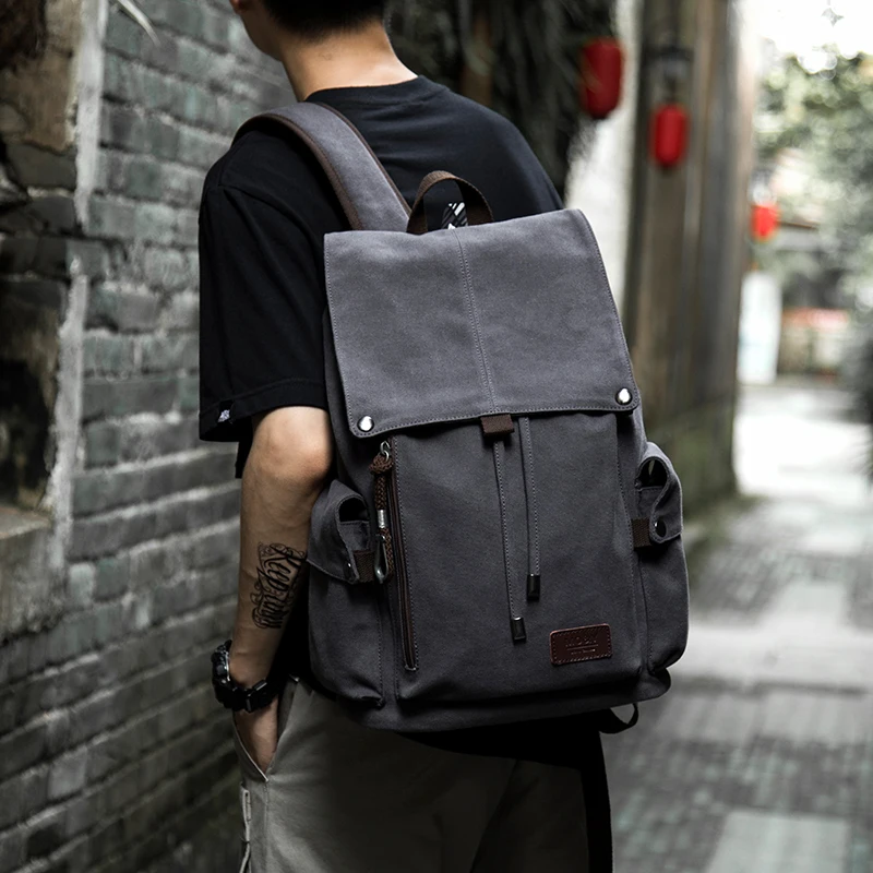 Multifunction Fashion Men\'s Backpack Vintage Canvas School Bag Men\'s Travel Bags Large Capacity Outdooe Travel Laptop Rucksack