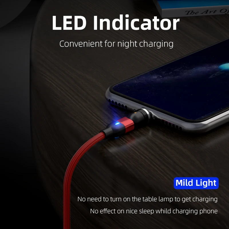 1m 2m 3m Magnetic Charger Cable Micro USB Type C Phone Charging Cable For Samsung Xiaomi USB Cord Wire 540 Degree Roating image 5