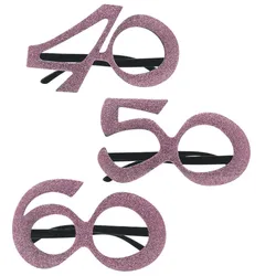 Rose Gold Number 40 50 60 Happy Birthday Glasses Photobooth 40th 50th 60th Birthday Party Gifts Anniversary Decoration Supplies