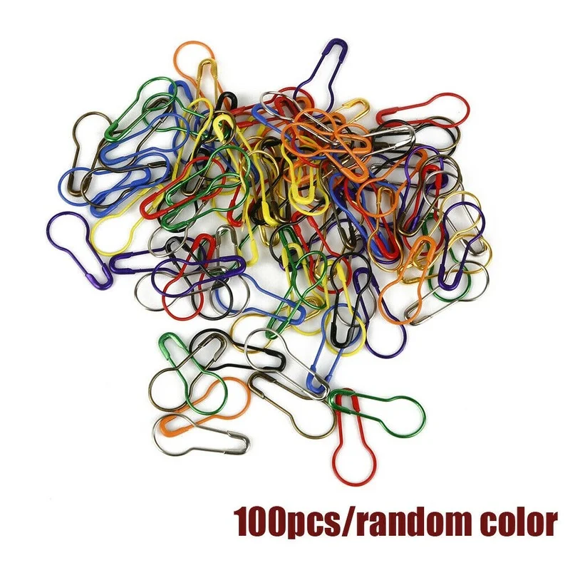 

100pcs Colorful Pin Safety Pins Metal Clips Marker Tag Gourd Pins Safe Craft Knitting Cross Stitch Holder DIY Sewing Kit