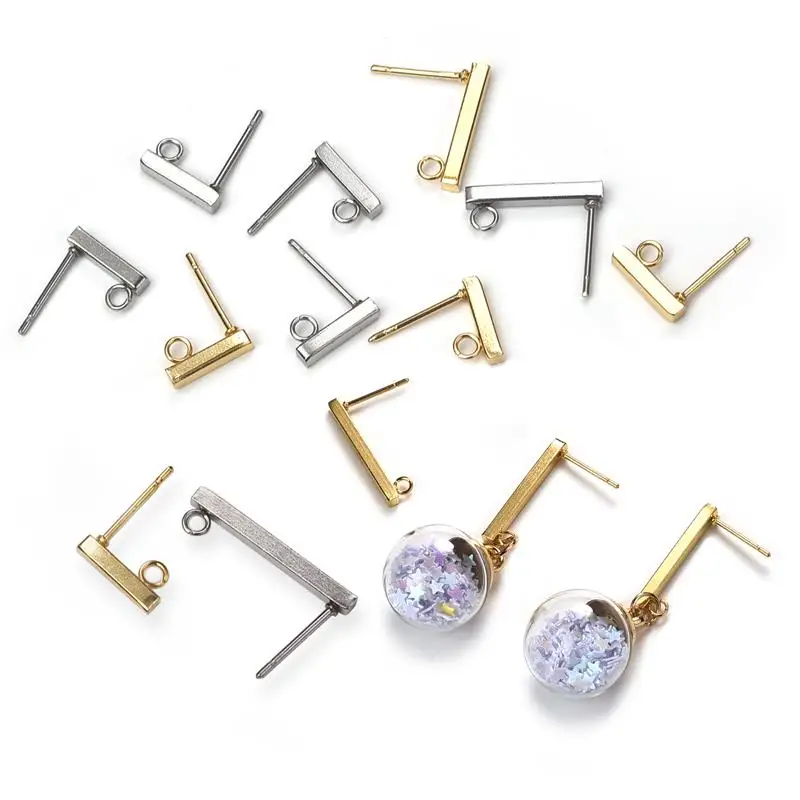 Image 7: Connecteurs de boucles d'oreilles en acier inoxydable, 10/20 pièces, paramètres de boucles d'oreilles pendantes faits à la main, crochet pour bricolage, accessoires de fabrication de bijoux