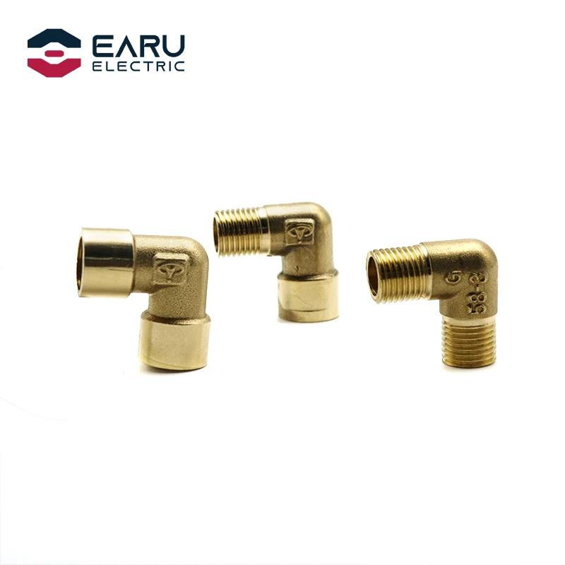 Acoplador de conector de tubería de latón, rosca hembra x macho de 90 grados, 1/8, 1/4, 3/8, 1/2 y 3/4 pulgadas, adaptador de cobre y combustible de