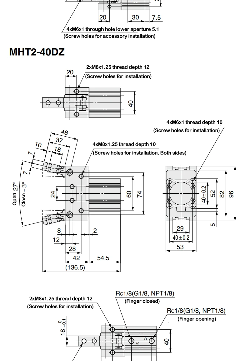 MHT2-32D MHT2-40D MHT2-50D MHT2-63D Pneumatischer Luftgreifer mit Drehpunkt zum Öffnen und Schließen, Kniehebel-Fingerzylinder – Detail 10