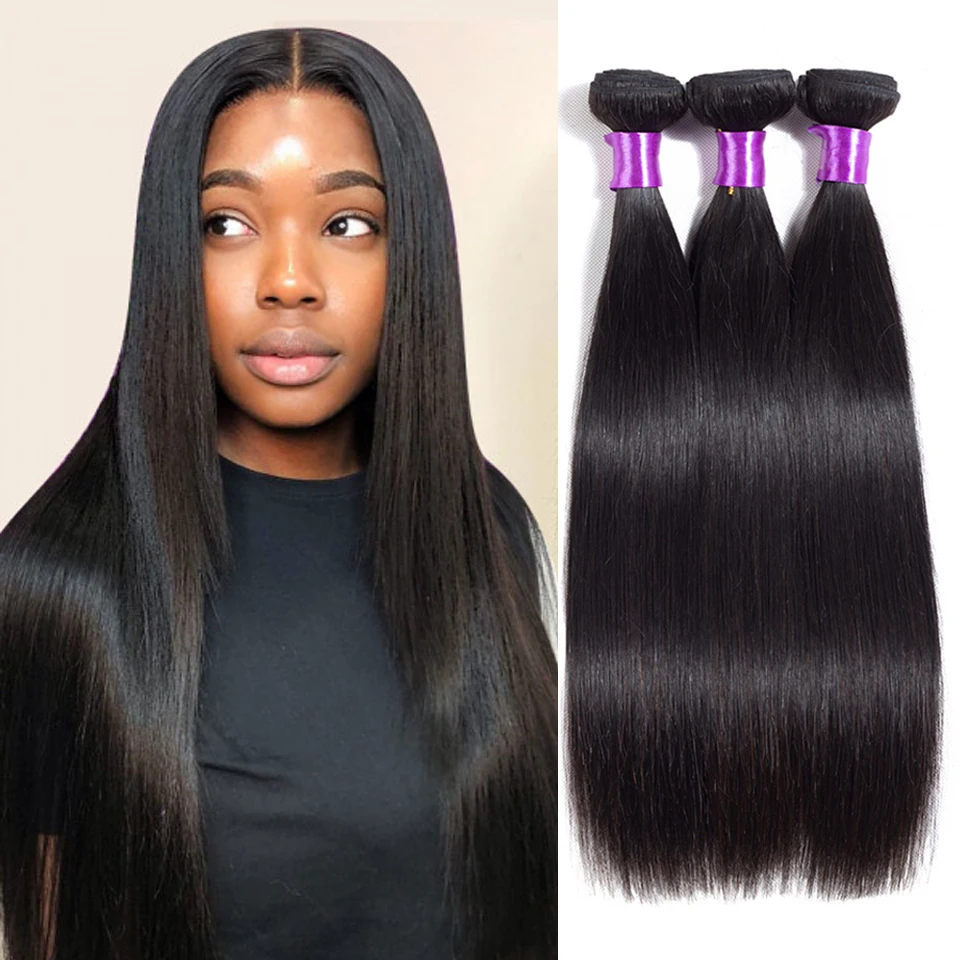 ESTRELLA Hair Bundles Human Hair Full Straight Silky Hair Weave Bundles Deals Malaysia Remy 1/3/4 Natural Color Hair Extensions