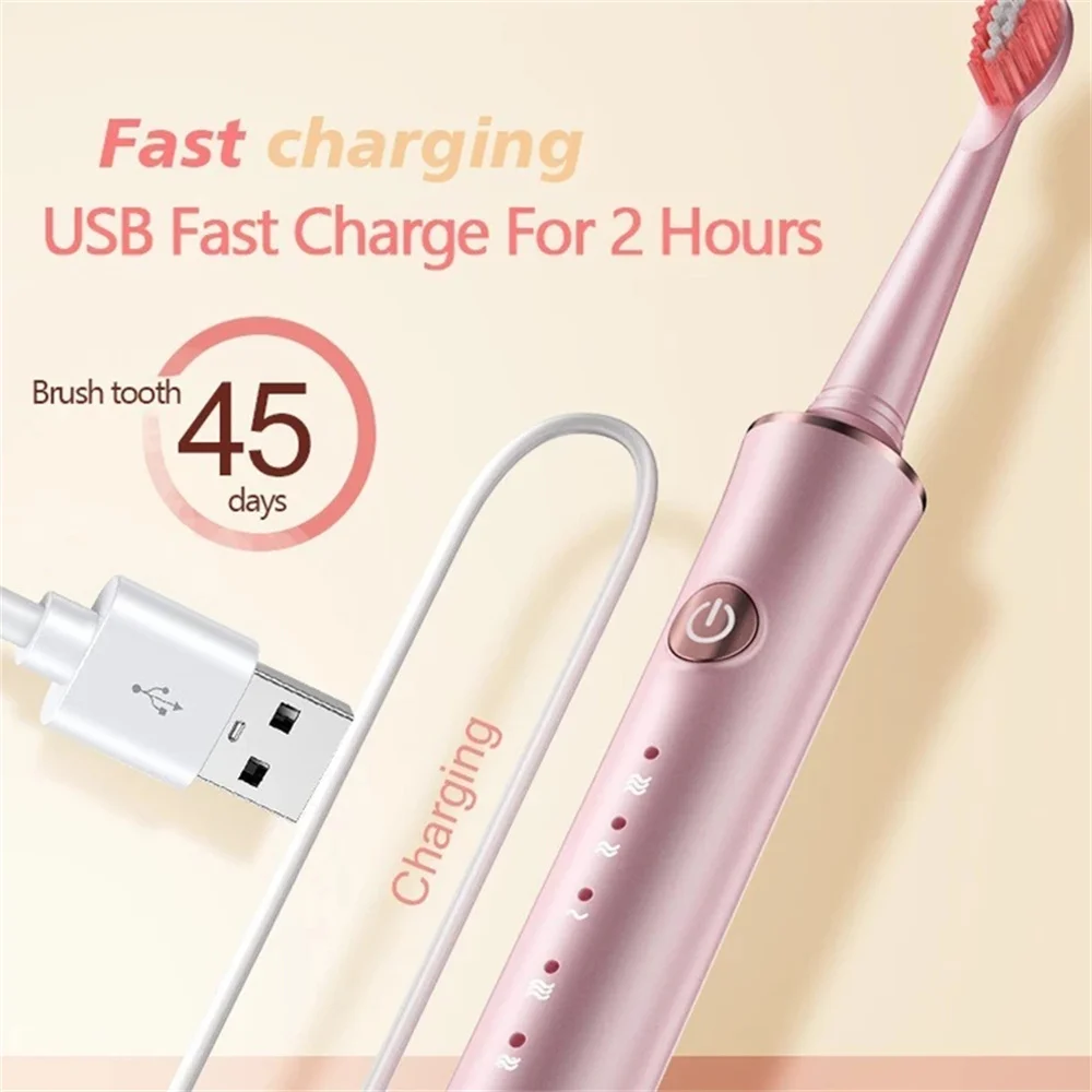 Sonic Electric Toothbrush W Design Brush Head Electric Tooth Brush IPX7 Smart Reminder Travel Toothbrush USB Fast Charging