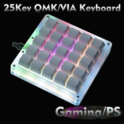 QMK Keyboard VIA Macro Keyboard Macropad 25Keys White Blank Keyboard Cherry Switch RGB Backlight Programming Keypad Window Mac