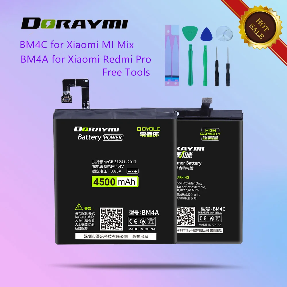 DORAYMI Mobile Phone Battery BM4A for Xiaomi Redmi Pro Bateria High Capacity BM4C for Xiaomi MI Mix Batteries Replacement