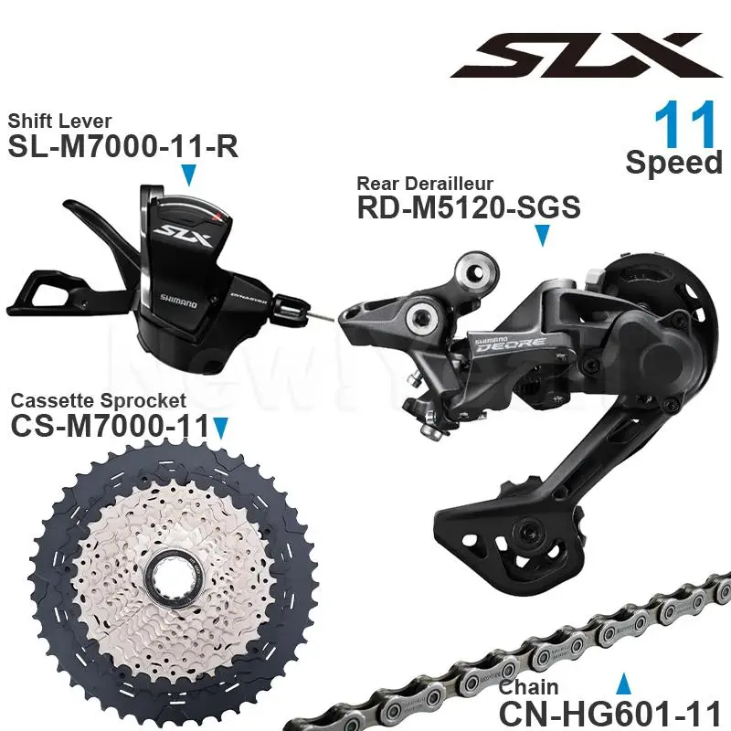 Shimano 11v Groupset with SLX M7000 Shifter Cassette Sprocket and DEORE M5120 Rear Derailleur 11-speed HG601 Chain for MTB bike