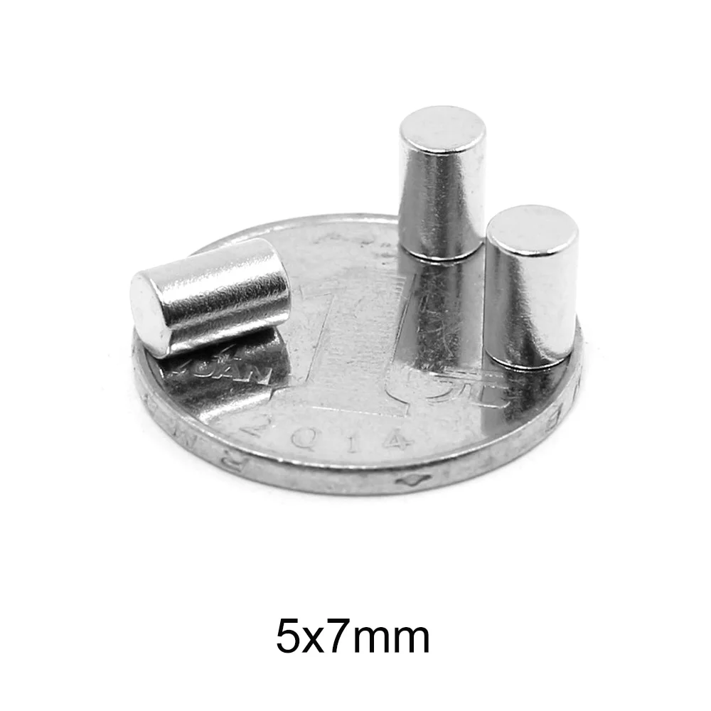 20~400pcs 5X7 mm Permanent NdFeB Strong Powerful Magnetic Mini Small magnet N35 Round Magnets 5x7mm Neodymium Magnet Dia 5*7 mm