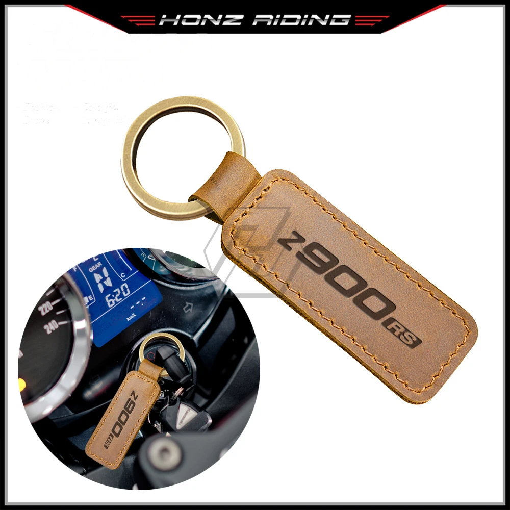 For Kawasaki Z900RS Cafe Z900 RS Motorcycle Keychain Cowhide Key Ring