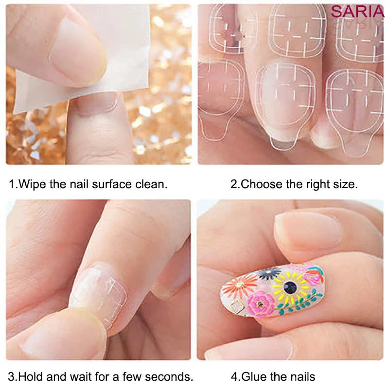 2 fogli professione trasparente adesivo biadesivo adesivo nastro adesivo colla trasparente per unghie per unghie finte strumento d'arte
