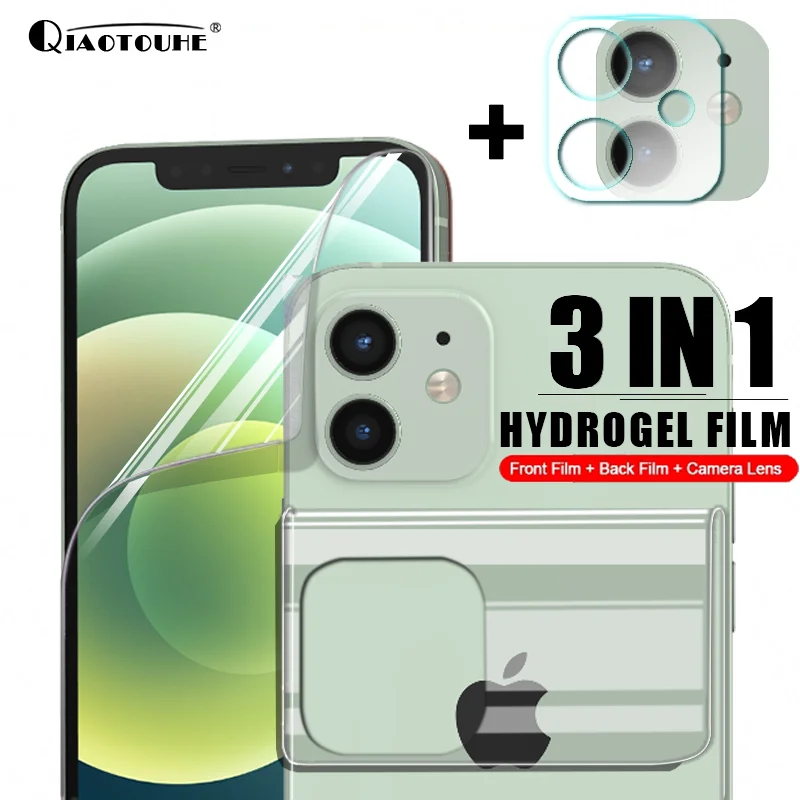 3 in 1 Hydrogel Film For iPhone 12 11 Pro Max Camera Screen Protector on iPhone X Xr Xs Max 6s 7 8 Plus 13 12 Mini Lens Glass