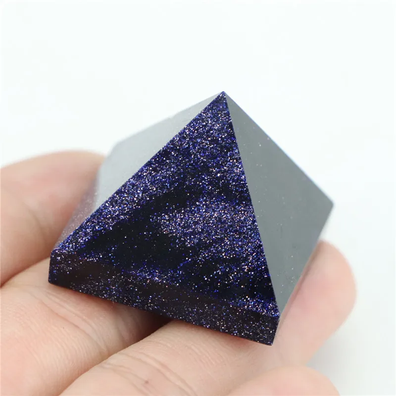 New 100% Natural Blue Sand crystal Pyramid Quartz Healing Stone Chakra Reiki Crystal Point Home Decoration Crafts Gem 1PC