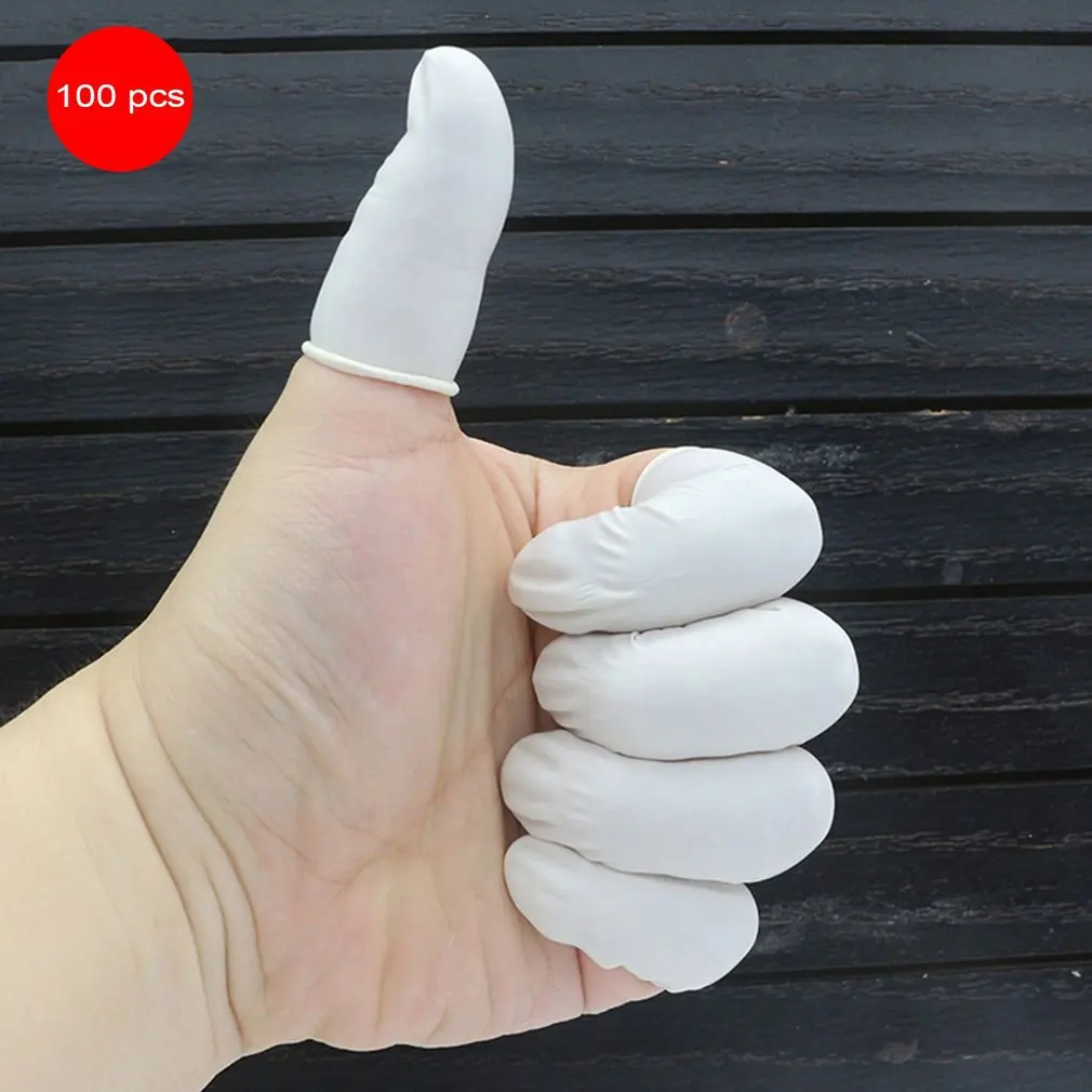 100Pcs Disposable ปลายนิ้วถุงมือป้องกันยางธรรมชาติ-Anti-Static Latex Finger Cots ปลายนิ้วเครื่องมือที่ทนทาน