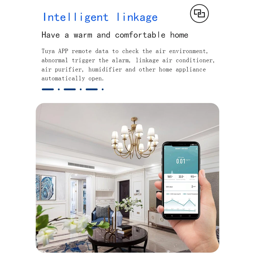 Tuya inteligentne Wifi Monitor jakości powietrza, czujnik formaldehydu VOC dwutlenku węgla CO2 czujnik z App Alarm i rejestrator danych