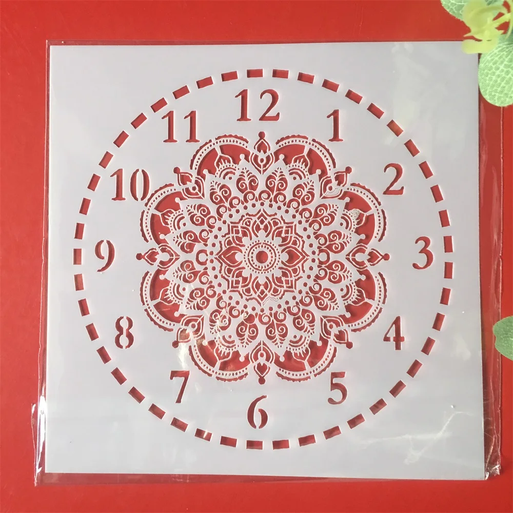 Pochoirs en couches pour peinture Scrapbook, 15x15cm, horloge, cadran de fleur, bricolage, coloration, gaufrage, modèle de carte décorative d\'album,