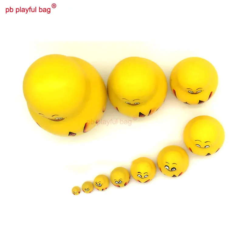 PB Playful bag Ten story little yellow duck Russian dolls funny wooden toy set crafts Valentine's Day gift decorations HG50