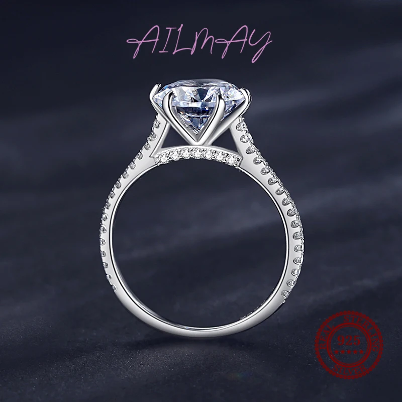 Ailmay 100% 925 Sterling Silver Round Ten Hearts Arrow CZ Ring Exquisite Luxury For Women Wedding Statement Band Fine Jewelry