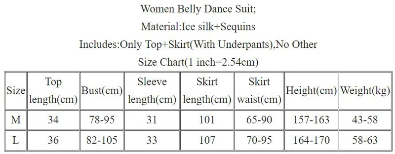 Belly Dance Set Sequins Top Long Sleeve Split Skirt Practice Clothes Suit Female adult High Waist Performance Clothing