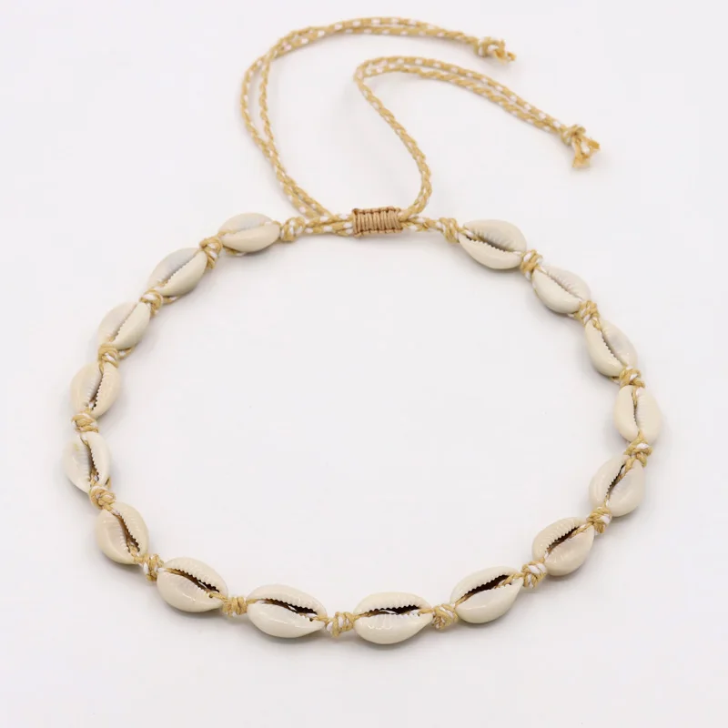 Shell Necklace Women's Neck Chain Jewelry Adjustable Handwoven Summer Beach Choker Necklace Female Girls Accessories