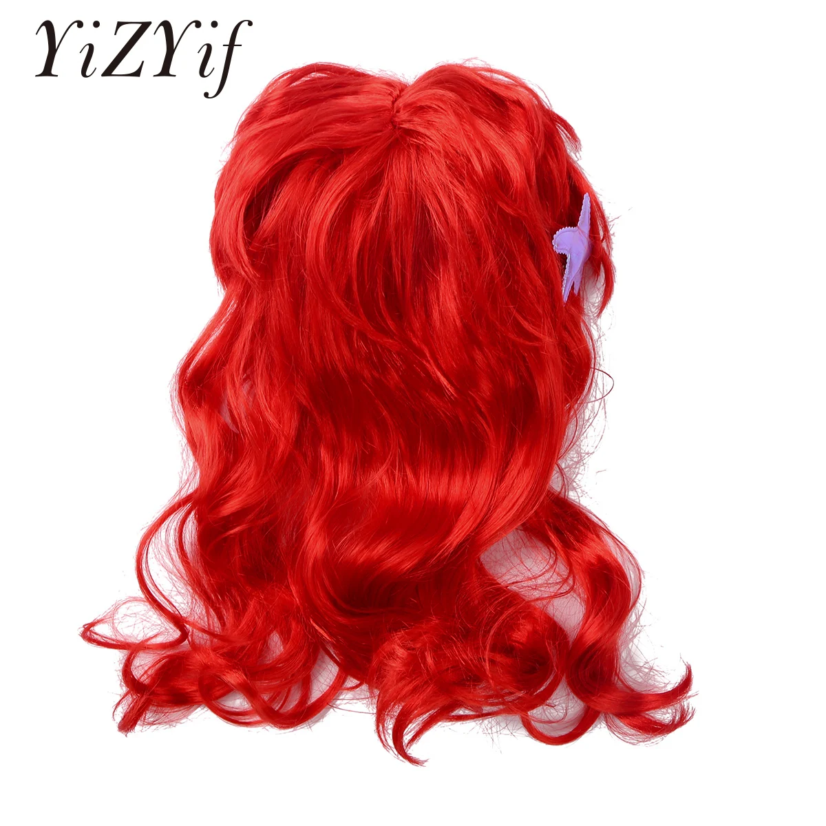 Bambini ragazze sirena principessa vestire parrucche rosse capelli con stella marina Clip di capelli copricapo Halloween Anime accessori Costume Cosplay