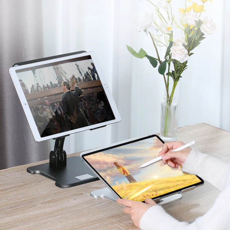 2021 Aluminum Laptop Riser Stand Dual Axis Design Height Angle Adjustable Notebook Holder Tablets Drawing Stand for MacBook iPad