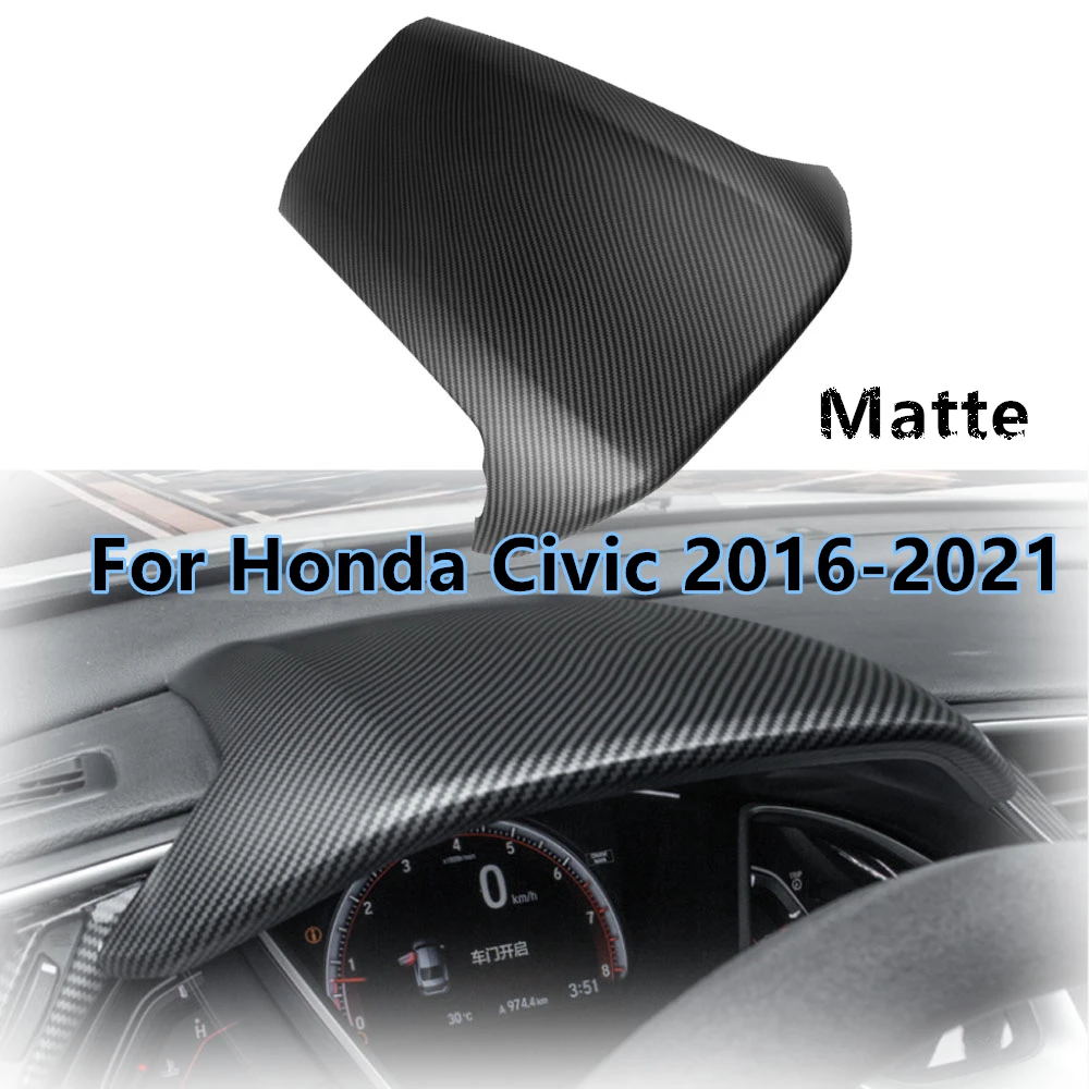 Cubierta embellecedora para salpicadero de coche Honda Civic, visera de carbono, 2016-2021