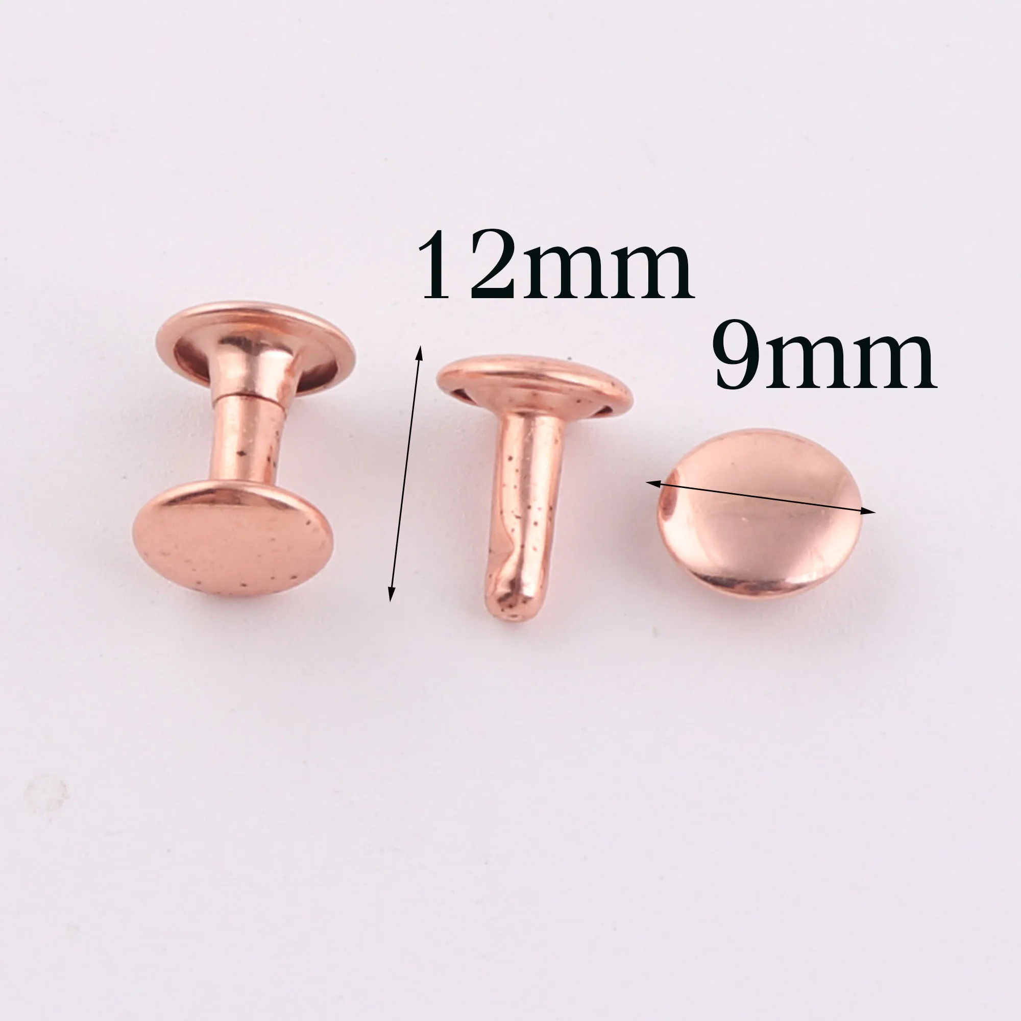 100 Sets Double Cap Rivets,Rose Gold Round Rivets Studs Leather craft,Snaps Prong Studs Rivet Fastener Riveted-6.5MM/7MM/7.5MM