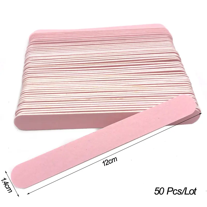50Pcs Wooden Nail Files Set Pink Nail Sandpaper Disposable File Cuticle Remover Buffers Slim Callus Nail Art Tools Manicure Tool - Image 7