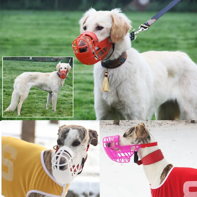 Plastic Pet Dog Muzzle Adjustable Breathable Mask Anti Bark Bite Chew Safety For Greyhound Gree Whippet Dogs supplies