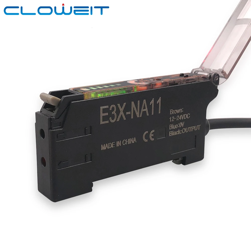 Cloweit Fiber Optic Photoelectric Amplifer Sensor Din Rail Mount for Diffuse Through Beam M3 M4 Fiber Optics E3X-NA11 E3X-NA41