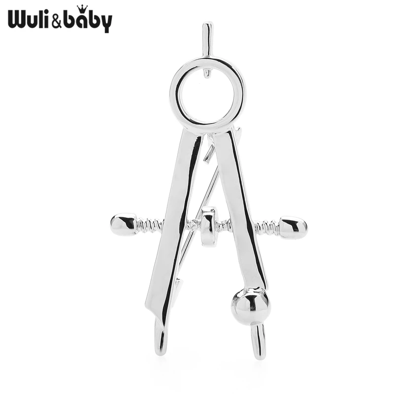 Wuli&baby 2021 Back to School Brooch Pins Stantionary Compass Tool Brooches For Child Teacher Women Fashion Jewelry Gift