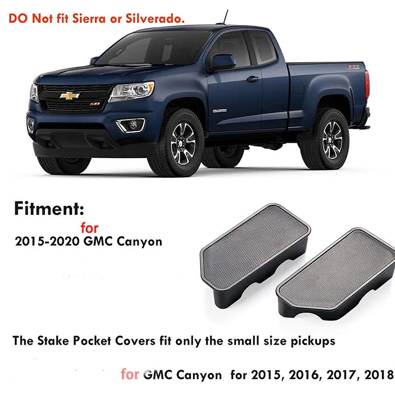 for GMC Canyon 2015 2016 2017 2018 2019 2020 Truck Bed Rail Stake Pocket Cover Caps Hole Plugs Car Styling Sticker Accessories