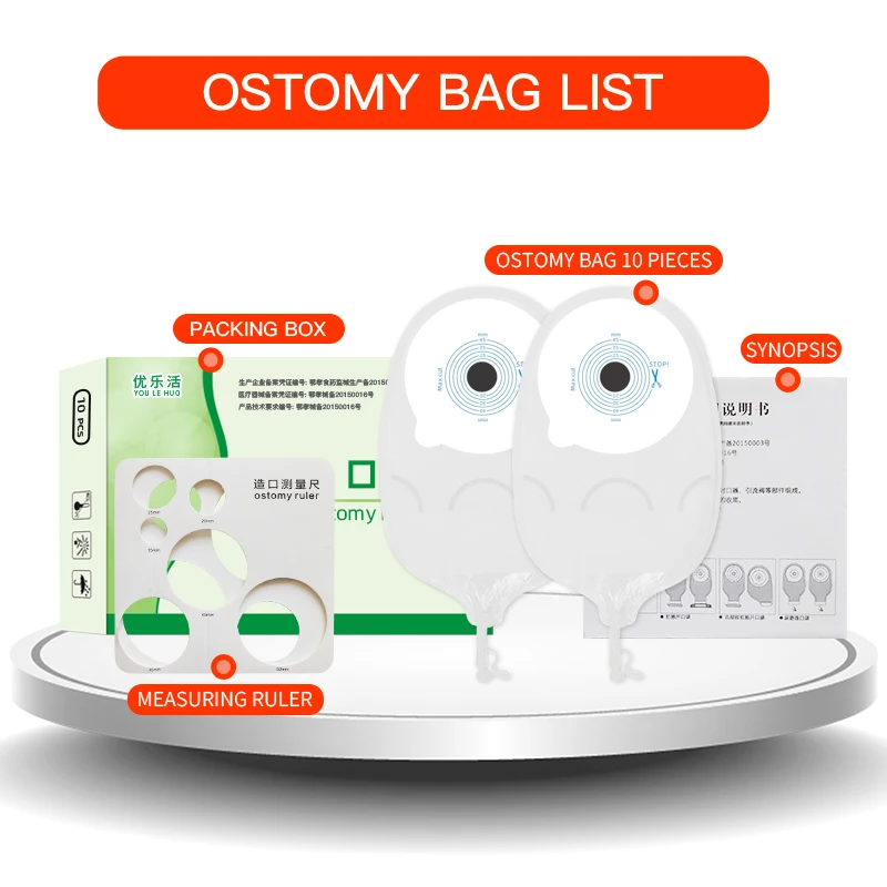 Urostomy Colostomy Bags Disposable Urine Bag 10Pcs ostomy bag one-piece 15-45mm anti-reflux design drainage bag silicone plug