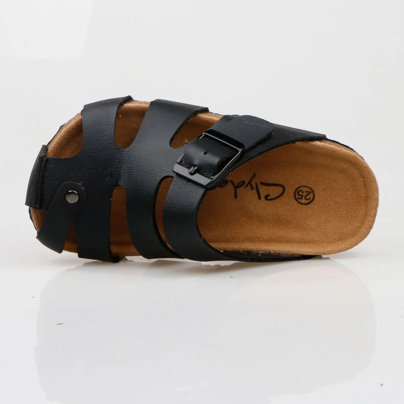 Sandálias infantis para meninos e meninas, chinelos de cortiça, salto plano pu casual com buracos, moda para crianças, verão
