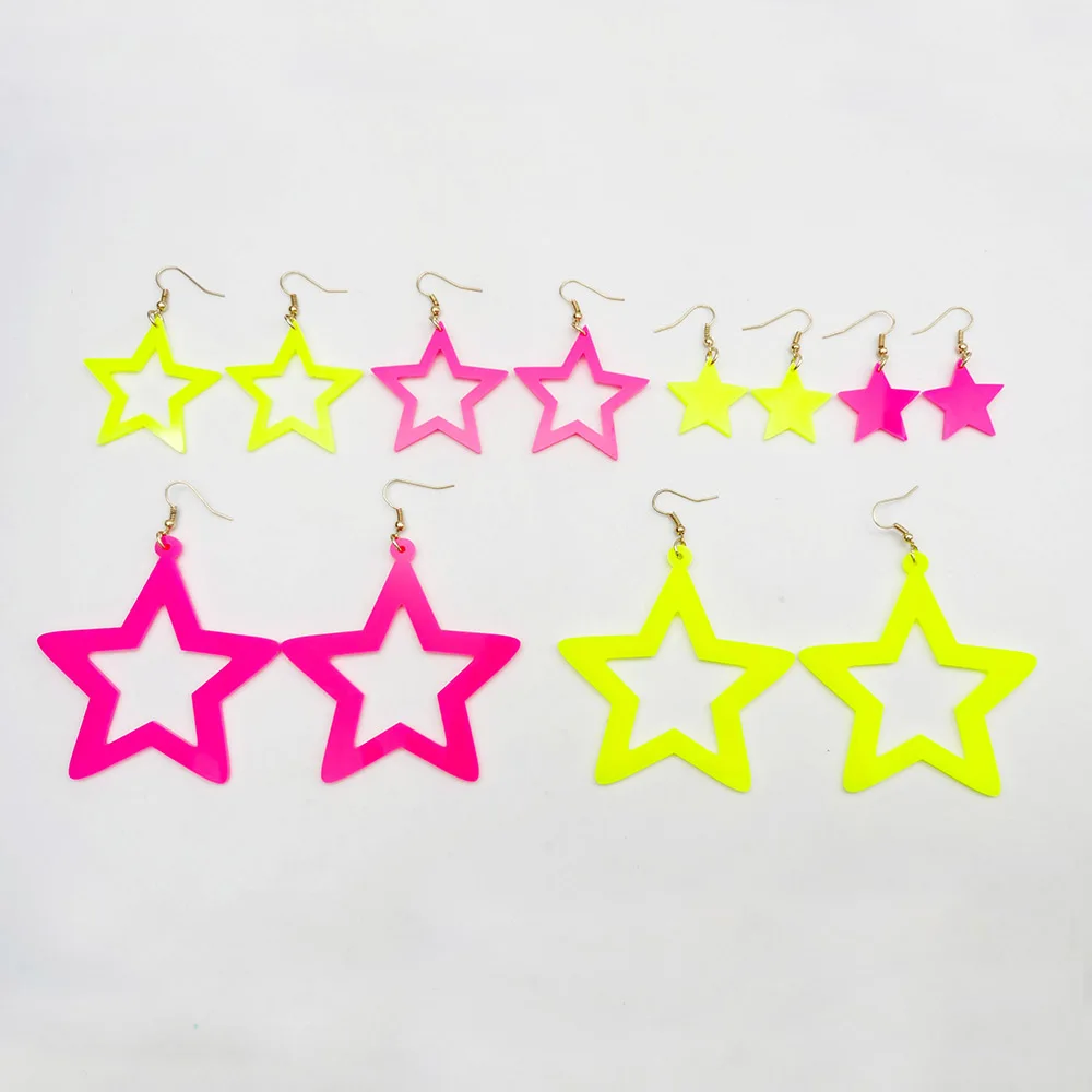 New Design Elegant Shiny Colorful Resin Acrylic Star Drop Earring For Women Gift Jewelry Accessories Lady Femme