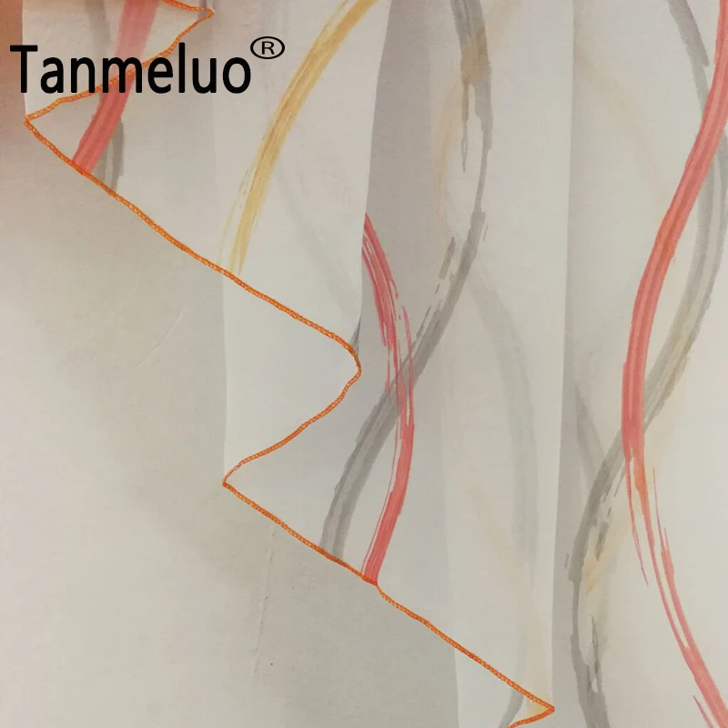 Flying Kitchen Curtains Tulle for Window Balcony Rome Pleated Design Stitching Colors Voile Sheer Drape Short Coffee Shop Decor