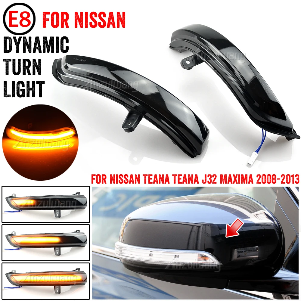 2pcs Dynamic Blinker LED For Nissan Teana J32 2008 2013 Maxima Turn Signal Light Mirror Blinker arrow sequential 2010 2012