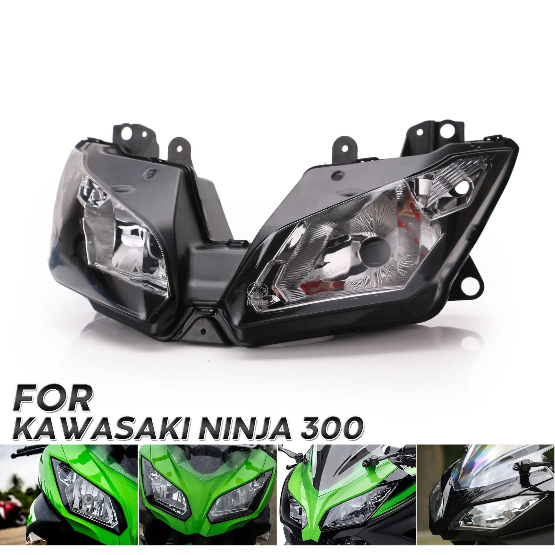 Angel Eye HID 프로젝터 오토바이 헤드 라이트 어셈블리 Kawasaki Ninja 300 EX300 2013 2014 2015 2016 NINJA300 헤드 램프 블랙