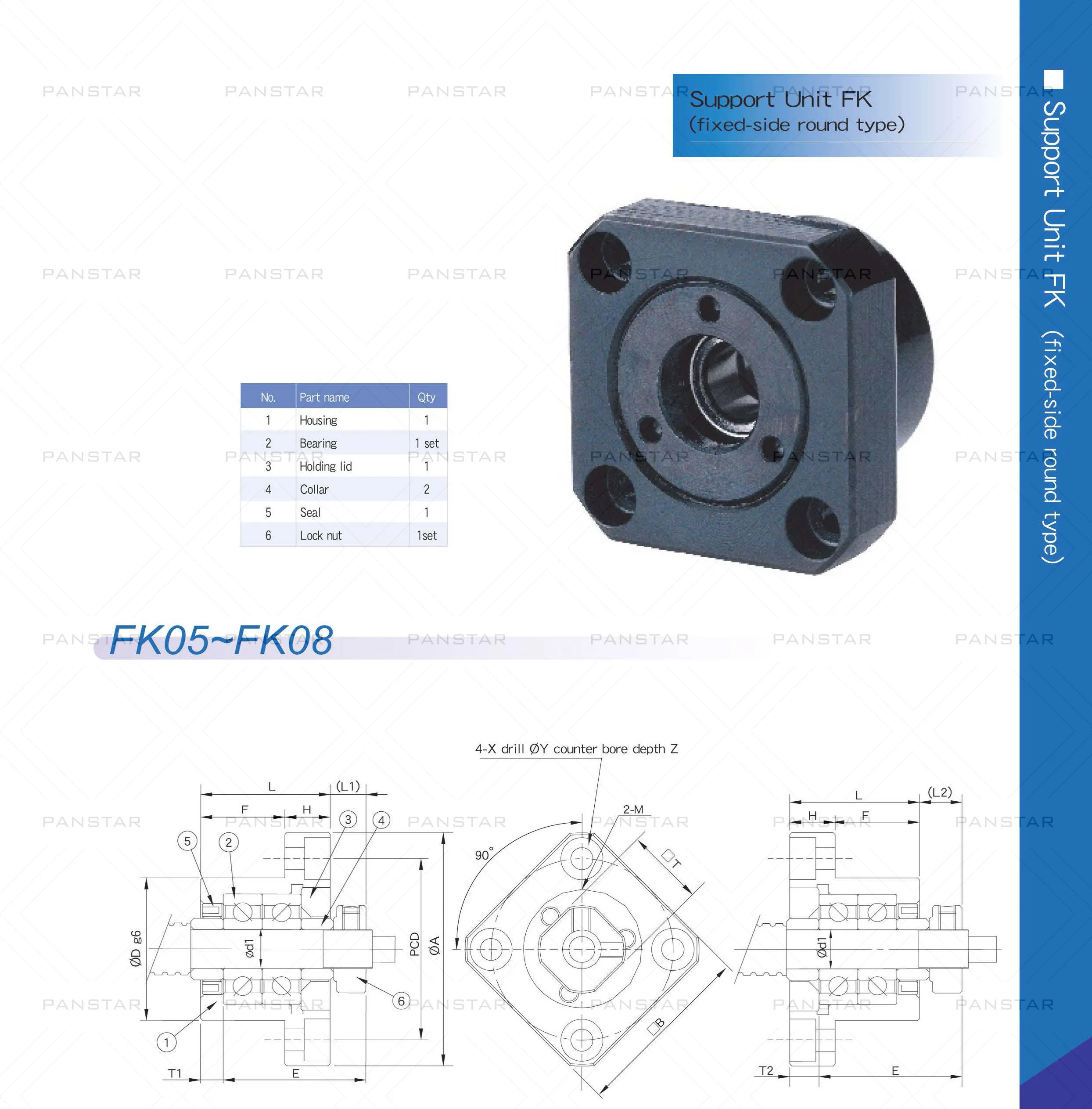 SYK Professional Support Unit FK05 FK06 FK08 fixed-side C3 C5 C7 for ballscrew TBI sfu 1204 Premium CNC Parts High Accuracy