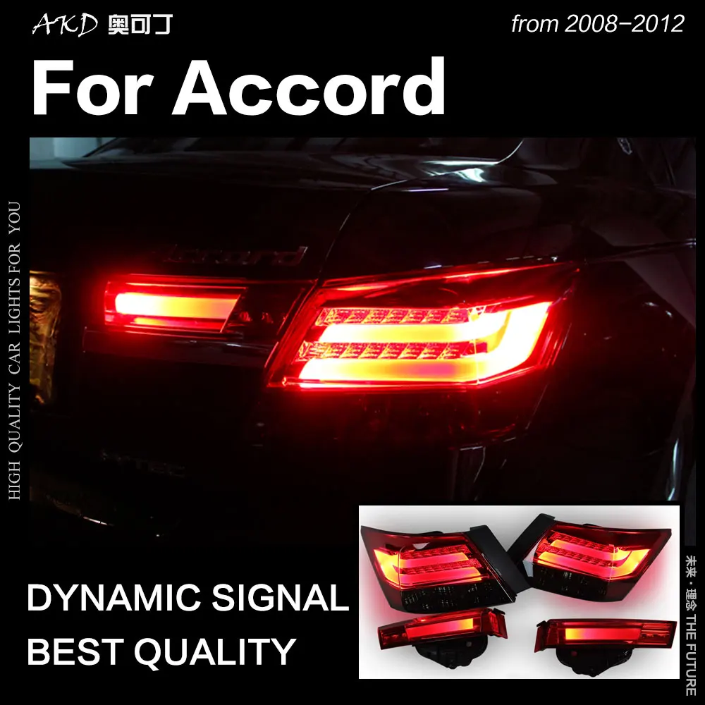 AKD Car Styling for Accord Tail Lights 2008-2012 Accord LED Tail Lamp LED Rear Lamp DRL Signal Brake Reverse auto Accessories