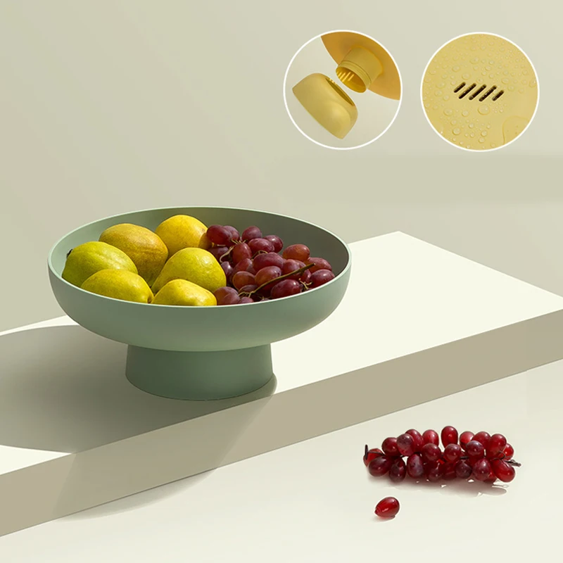 Round PS Fruit Plate Candy Tray Snack Tray Dried Fruit Bowl High Foot Cake Plate Dessert Plates Refreshment Tray Salad Bowl
