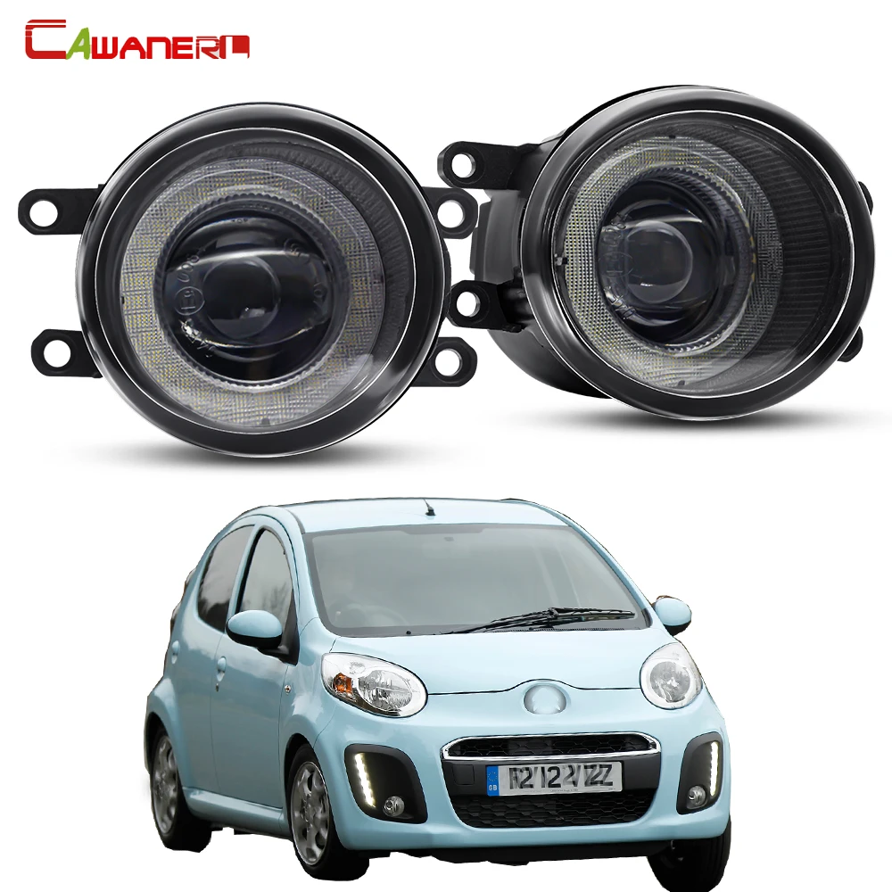 2 X Car Angel Eye Fog Light Assembly 30W LED Fog Daytime Light DRL 8000LM 12V For Citroen C1 (PM_, PN_) Hatchback 2005-2014