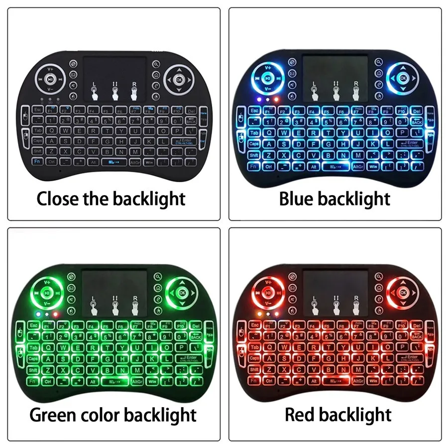 7 Colors i8 Keyboard Backlight English Russian Air Mouse Wireless Touchable Remote Control for Smart TV Box Desktop Touchpad PC image 6