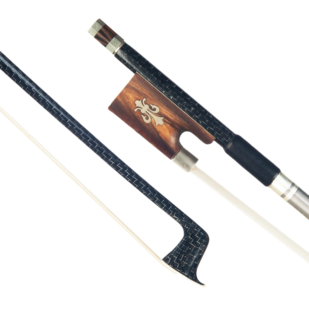 Master Silver Silk Braided Bow Carbon Fiber  4/4 Fiddle     Ox Horn Frog Natural Horsehair Well Balance