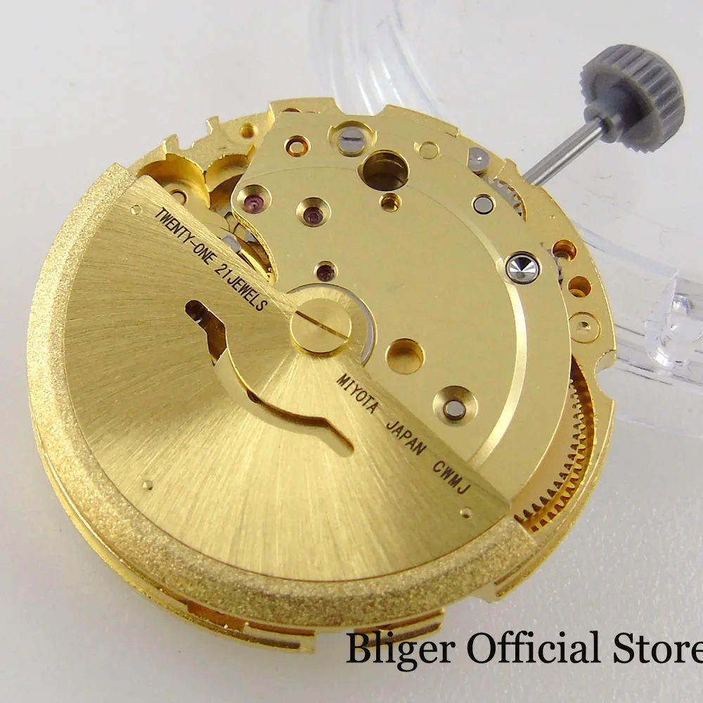 

High Quality All Yellow Gold 26mm*7.5mm Automatic Watch Movement 21 Jewels MIYOTA 8215 Date Function No Second Hack