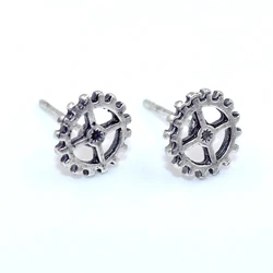 Retro Punk Style Mini Silver Color Mechanical Gear Punk Men's and Women's Earrings Rock Party Locomotive Jewelry Gift