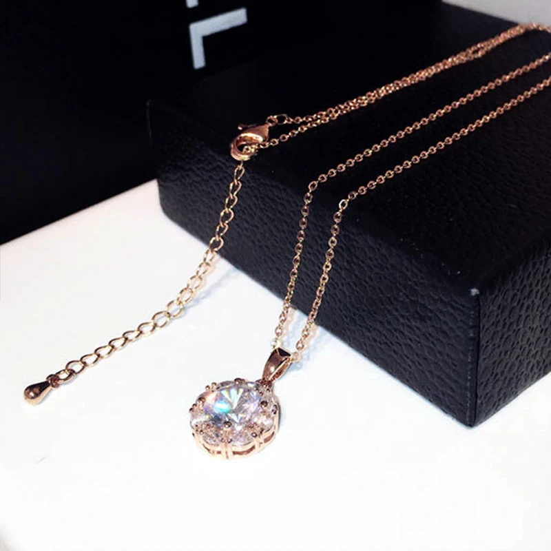 Exquisite Super Shine Big Cubic CZ Necklace for Women Bling Iced Out Zircon Charm Temperament Kolye Choker Pendant Accessories